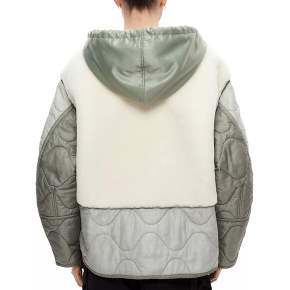 1195$ Shoreditch Ski Club Alva Shearling Mixed Media Jacket Size M Natural White - Picture 2 of 5